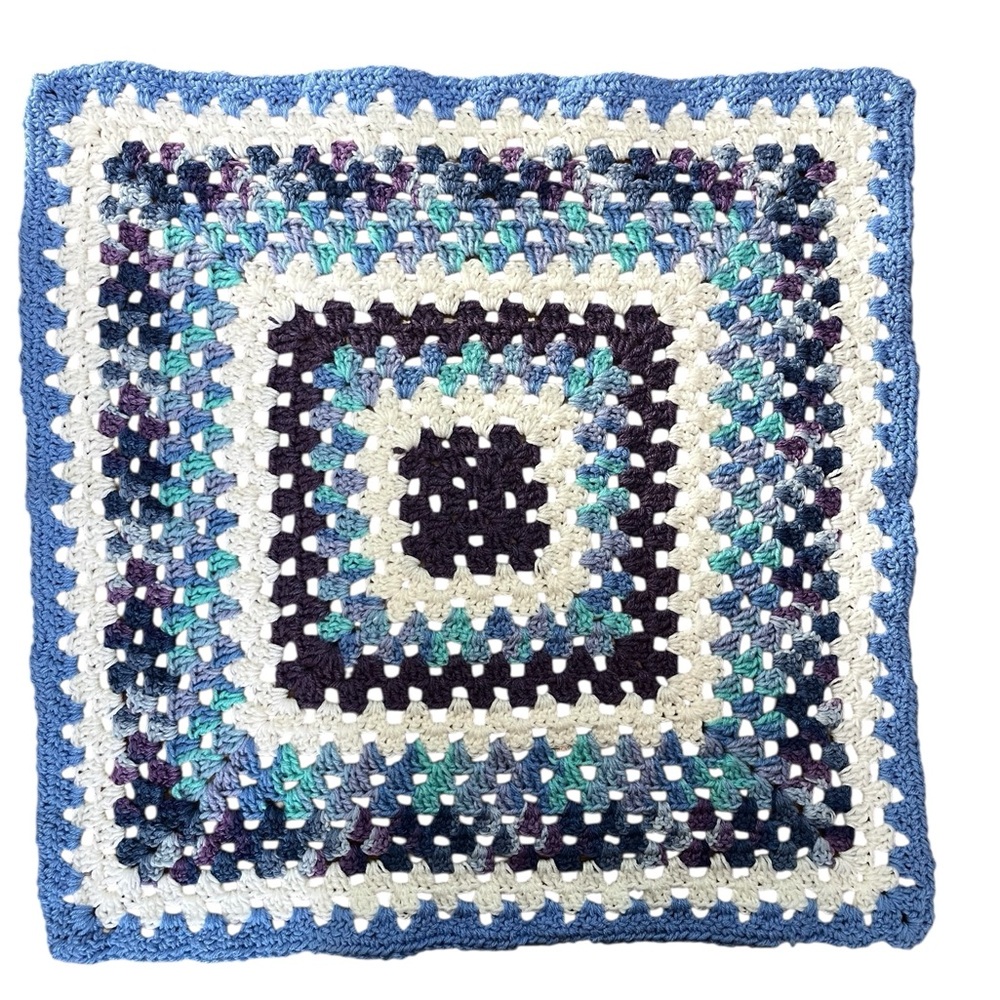 Vtg Crochet Colorful Square Table Topper Lap Afghan Throw Boho Cottage 24x24